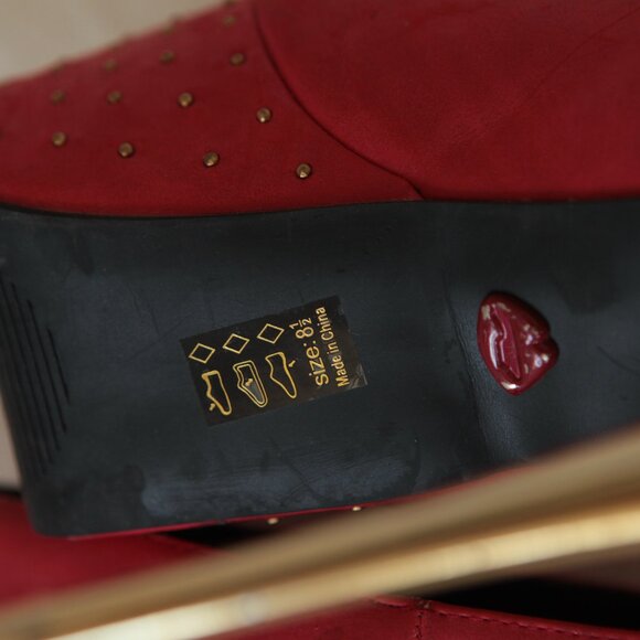 Red Sky high Gold Stiletto Platform heels - Picture 5 of 13